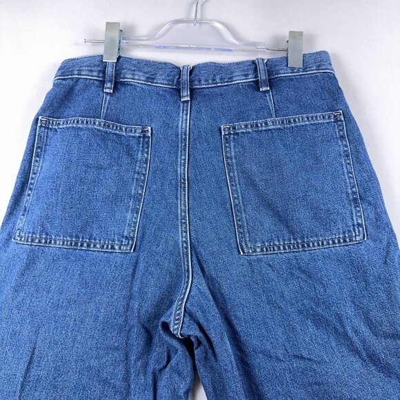 Uniqlo Trouser Straight Leg Jeans Womens Size 11 High Rise 100% Cotton Blue - Picture 4 of 13